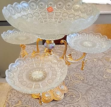 dekarativ: Kristal meyvə və şirniyyat stendi - 4 mərtəbəli kompozisiya: 1 böyük — 2