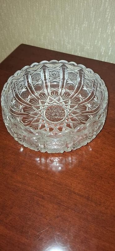 Kəsimli büllur meyvə/qənnadı qabı - Material: ağır, şəffaf büllur - — 1