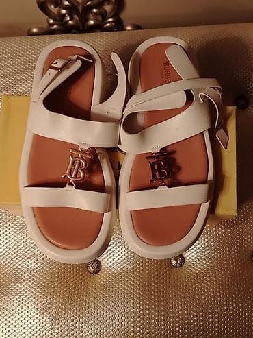 Burberry qadın sandaleti - Rəng: ağ (üst hissə), açıq qəhvəyi içlik - — 1