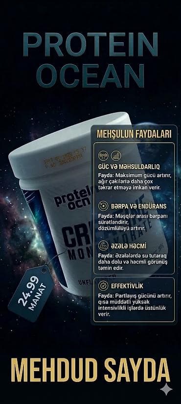 Kreatin Protein Ocean, Çəki: 201 - 500 g, Yeni lalafo.az -da Kreatin Protein Ocean, Çəki: 201 - 500 g, Yeni
