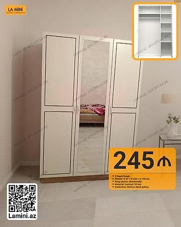 seyf dolab: 3 qapılı şkaf - Ölçülər: dərinlik 47 sm × hündürlük 200 sm × en 120 — 1