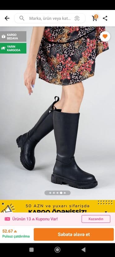 cəkməcə: Uzunboğaz, Ölçü: 38, rəng - Qara, Yeni — 9