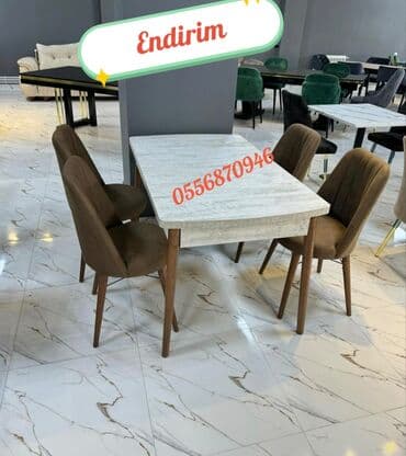 Mətbəx üçün, Yeni, Açılan, Dördbucaq masa, 4 stul