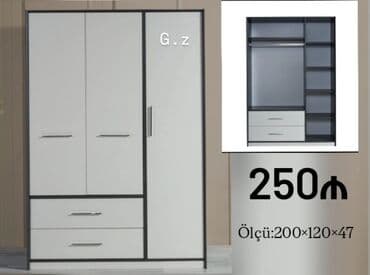 Sifarişlə mebel: Açılan, 3 qapılı Düz dolab, Qarderob, paltar dolabı — 1