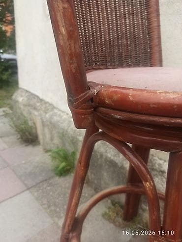 Rattan bar taburesi - Material: təbii rattan/çəpər hörgü arxa dayaq — 6