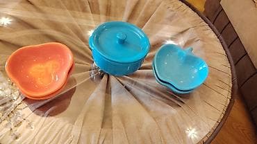 serviz alıram: Rəngli keramika mətbəx dəsti - 1 ədəd qapaqlı dairəvi keramika qab — 1