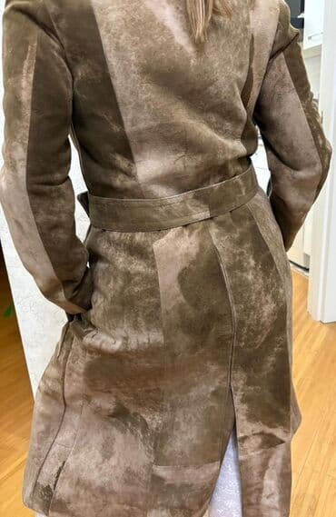 женские утепленные плащи: Qadın üçün süet trençkot - Material: yumşaq süet (nubuk effektli) — 7