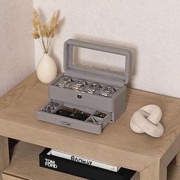 Аксессуары: ROTHWELL 4 SLOT WATCH BOX WITH DRAWER Premium Saat və Aksesuar — 1