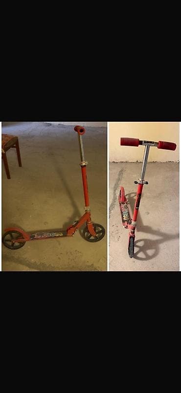 Qırmızı rəngdə uşaq/skuter - Mexaniki, iki təkərli şəhər tipi skuter
