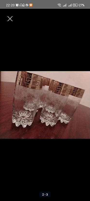 qab qaçaq: Stəkanlar, rəng - Qızılı, Şüşə, 6 ədədli dəst, Türkiyə — 2