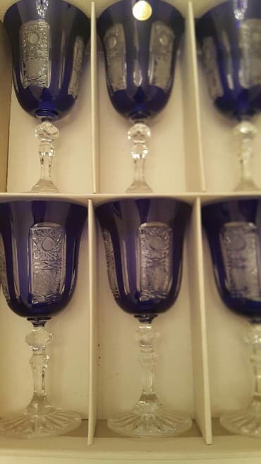 часы 127 чс: Стаканы, цвет - Синий, Хрусталь, Набор из 6 шт., 200 мл, Чехия — 1