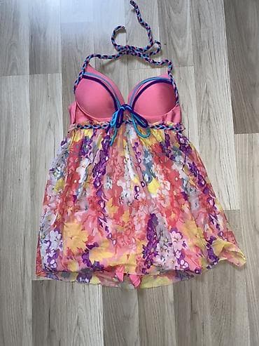 Qadın çimərlik dəsti – bikini üstü və şortlu tunik - Model: Halter — 2