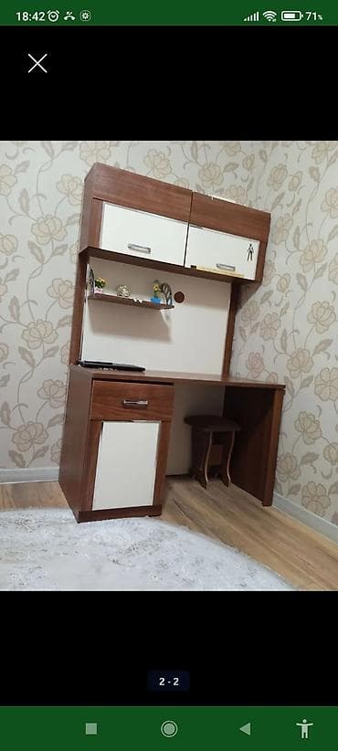 pufik stol: Oğlan və qız üçün, İşlənmiş, Siyirməli, Yazı masası, Stulsuz — 1