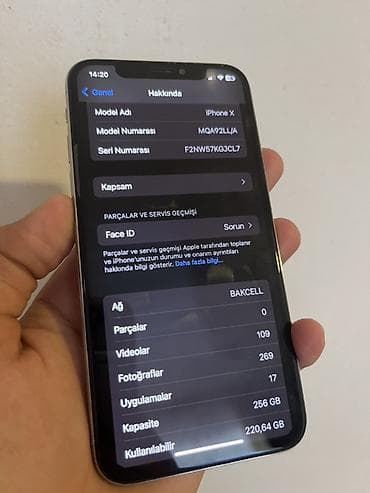 iphone ekran şəkili: IPhone X, Gümüşü, Face ID — 9