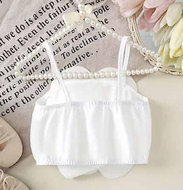 qelem etek donlar: Ağ rəngli qız uşağı üçün büstqalter/krop-top - Model: nazik çiyin — 1