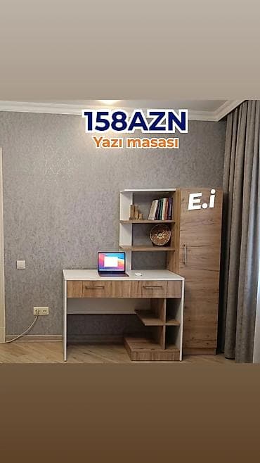 yata: Yazı masası – 158 AZN - Müasir dizayn: ağ və ağac teksturasının — 1