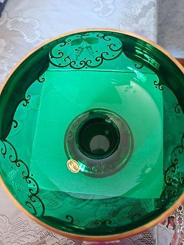 Məhsul: Dekorativ şüşə meyvə/qəlyanaltı qabı - Material: Boyalı şüşə