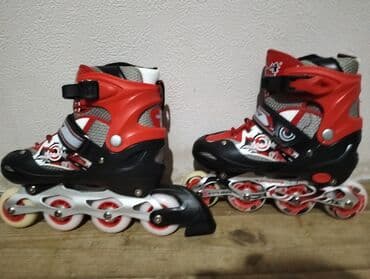 Uşaq üçün inline konkisətləri (roller) - Rəng: qırmızı/qara/ağ - Təkər