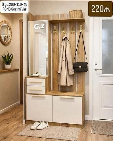 Dəhliz üçün çoxfunksiyalı portmanto-dolab dəsti - Ölçü: 200 × 110 ×