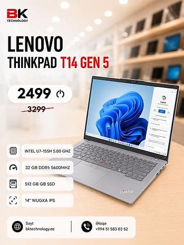 15.6 slim led 40 pin: Yeni Lenovo ThinkPad, 14 ", Intel Core i7, 512 GB, Ünvandan götürmə, Ödənişli çatdırılma, Rayonlara çatdırılma — 1