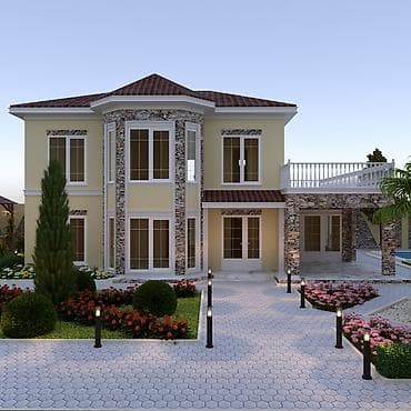 İki mərtəbəli müasir villanın layihəsi və interyer dizaynı -