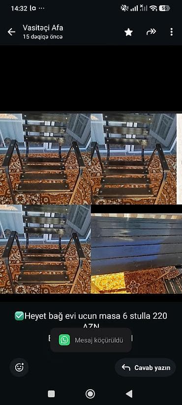 ✅Heyet bağ evi ucun masa 6 stulla 220 AZN
Bine atciliq AFA 95811 lalafo.az -da ✅Heyet bağ evi ucun masa 6 stulla 220 AZN
Bine atciliq AFA 95811