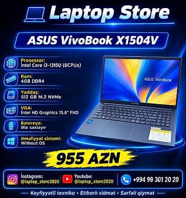 hard disk 3 tb: 🔥 TƏLƏSİN! Bu qiymətə belə noutbuk hər gün olmur! 🔥 💻 ASUS VivoBook — 1