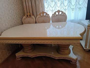 stol uzlukleri: Qonaq otağı üçün, İşlənmiş, Açılan, Oval masa, 8 stul — 9