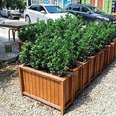 təkərdən gül qabı: Açıq məkanlar üçün taxta dekorativ dibçəklər - Material: keyfiyyətli — 1