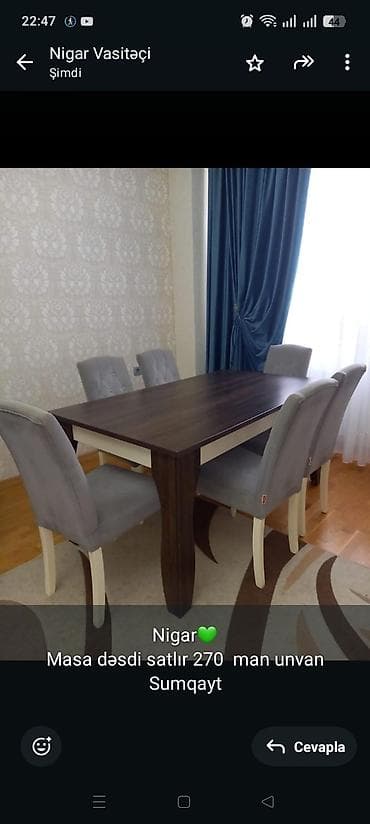 ofis oturacaqlar: Nigar💚
Masa dəsdi satlır 270 man unvan Sumqayt — 1