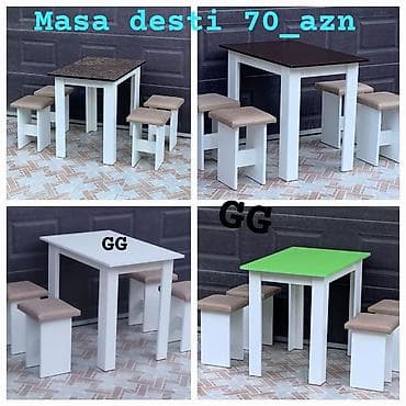 quxna mebel: Mətbəx üçün, Yeni, Açılmayan, Kvadrat masa, 4 stul — 8