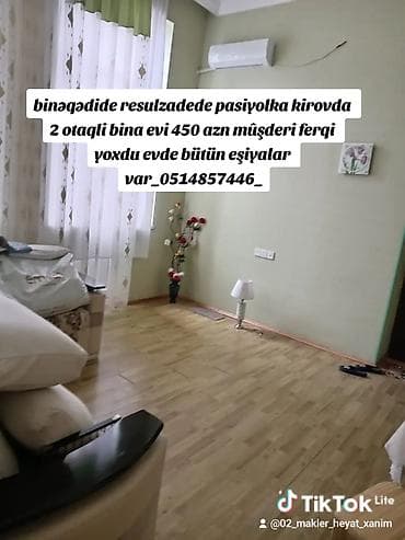 Binəqədide resulzadede pasiyolka kirovda 2 otaqli bina evi 450 azn — 1