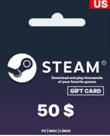 mac air: Məhsul: Steam Gift Card (ABŞ)🇺🇸 dəyər seçimləri: 5 $ - 12 Azn 10 $ — 4