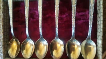 серебряные ложки: Чайные ложки позолоченные таллин 6 штук — 1