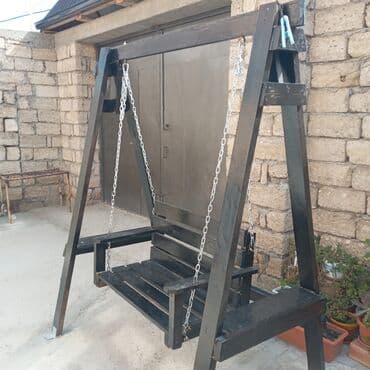 uşaq yelənçəyi: Skamya-yelləncəl, Zontiksiz, Taxta — 3