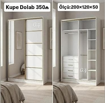 2 qapılı, Güzgülü, Ağ, Kupe, Düz dolab
