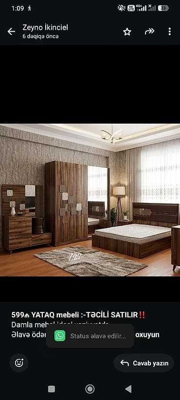 *599₼ YATAQ mebeli :-TƏCİLİ SATILIR*‼️ Damla mebel ideal vəziyyətdə