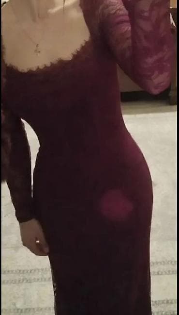 don xs: Bordo rəngli uzun ziyafət geyimi Təzədir. Heç geyinilməyib. - Model — 4