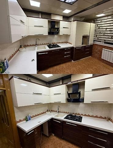 Mətbəx mebeli 350 Azn.Ölçüsü 1.60*2.40(1.60 elave şkaf).Üstündə moyka — 1