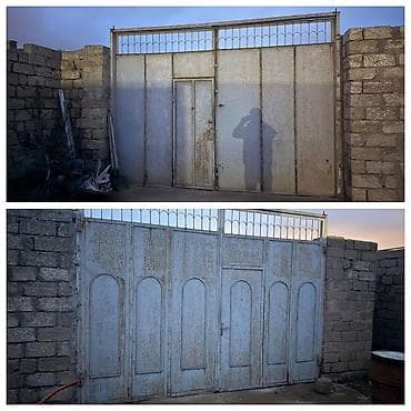 kuce qapisi: Dəmir Həyət darvazası, Yana açılan, Mexaniki, Qapı ilə, rəng - Boz — 1