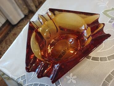 Qəlibli bürünc-şam rəngdə qalın şüşədən külqabı - Material: qalın