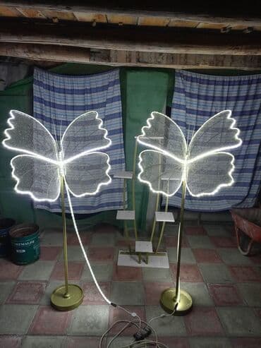 2 ədəddir LED kəpənək dizaynlı döşəmə lampası - Dekorativ kəpənək