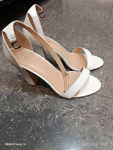 Basanoşka və səndəllər: Adller Shoes qadın sandaleti - Rəng: ağ, timsah dərisi teksturalı üst — 2