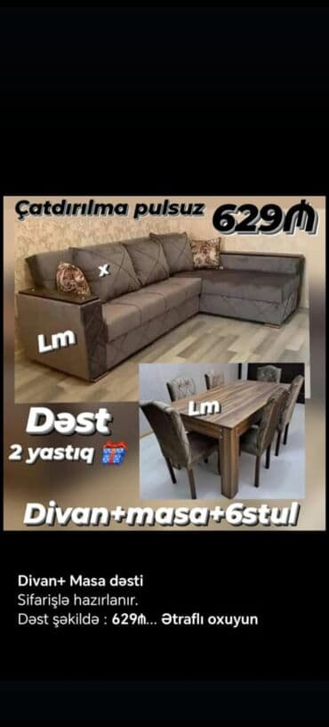 stol və stul dəstləri: Yeni, Künc divan, Divan, Bazalı, Açılan — 3