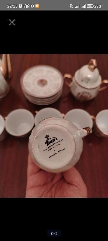 cayni serviz: Çay dəsti, rəng - Qızılı, Farfor, Madonna, 6 nəfərlik, Çexiya — 2