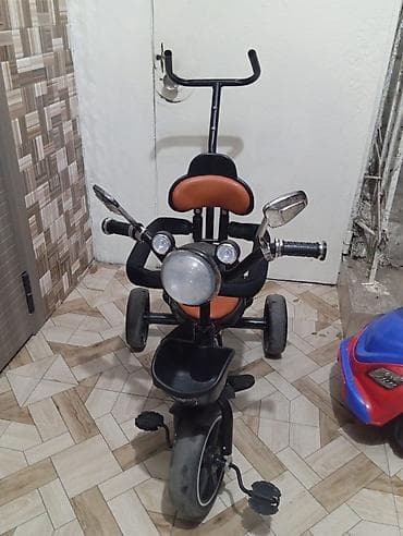 Uşaq üçtəkərli velosipedi - Rəng: qara, narıncı oturacaq və bel — 2