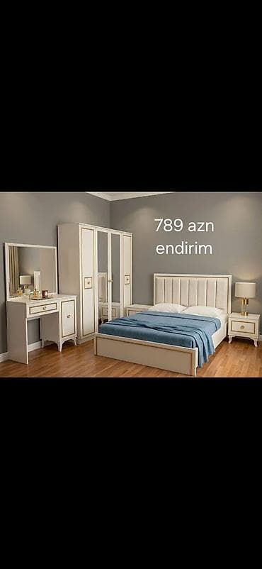 gece lampası: Müasir yataq otağı dəstləri - Komplekt tərkibi: çarpayı (başlıqla), 2 — 2