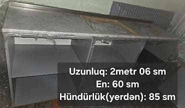 şaxta gülü bitkisi: 💢 Mətbəx dolabı, uzunluq 2m 06sm, en 60 sm, hündürlik 85 sm, 👉 üst — 1