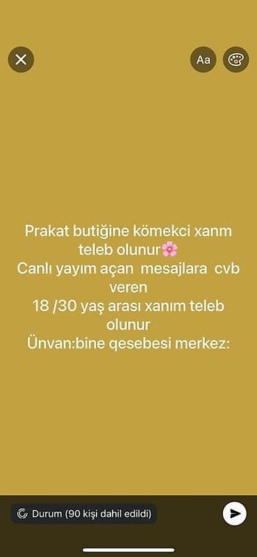 bakida ne is qurmaq olar: Vakansiya: Prakat butiki üçün köməkçi xanım - İşin mahiyyəti: canlı — 1