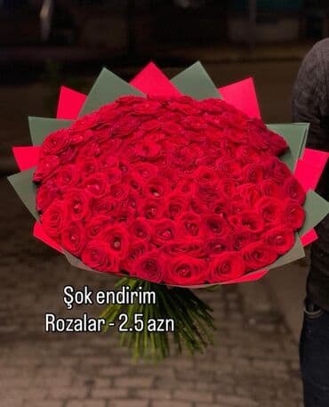 1 qizil gulun qiymeti: Qızılgül buketi – klassik qırmızı roza ləçəkləri ilə böyük, sıx və — 1